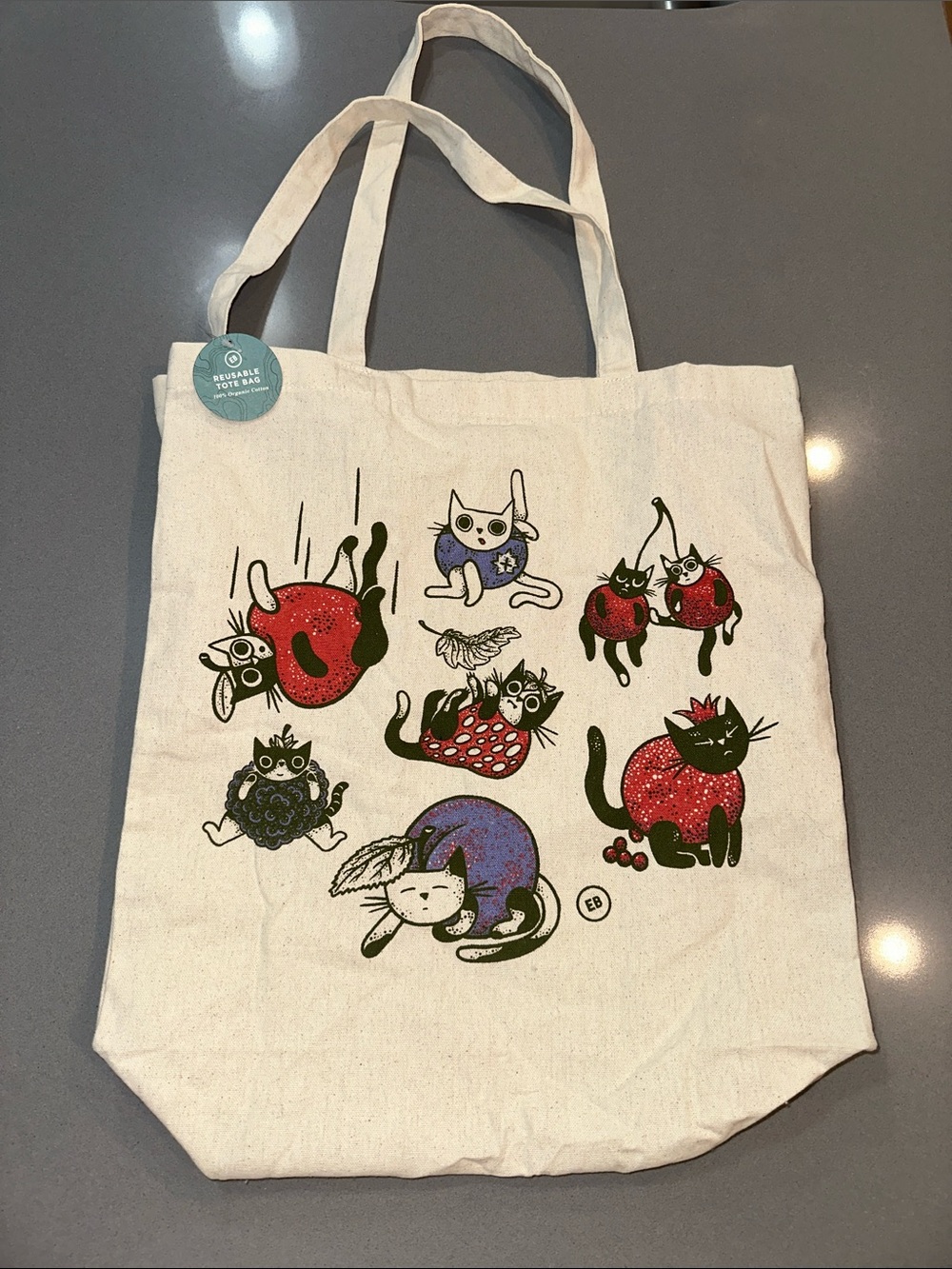 Earthbound Reusable Cat Print Canvas Tote Bag